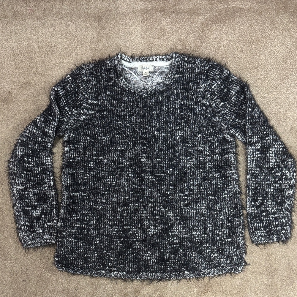 Black & White Eyelash Knit Sweater